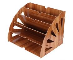 Organizer per Documenti da Scrivania a Forma di Ventaglio, Supporto per Smistatore Lettere, Portariviste, Vassoio Multi-slot in Legno per Ufficio a Casa, 5 Slot(legno di ciliegio)