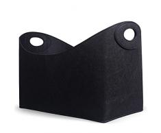 Theo&Cleo Cesto in legno per legna da ardere, cestino per legna da ardere, grande borsa in feltro, cestino per legna da ardere, borsa per la spesa con feltro extra spesso (nero)