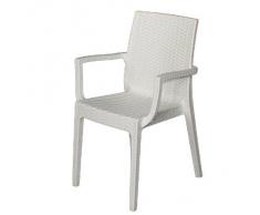 POLTRONA SEDIA SB RESINA SIESTA ANTRACITE/BIANCO EFFETTO RATTAN PER TERRAZZI BAR