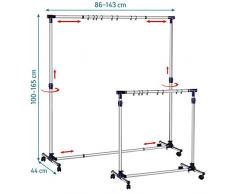 Tatkraft New York Stand Appendiabiti con Base Forte Larghezza e Altezza Estensibile Acciaio Inossidabile
