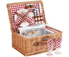 Home Innovation, cestino da picnic in vimini per 2 persone, cestino in vimini con scomparto isolato, cestino da picnic per 2 persone, perfetto per picnic, campeggio