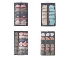 EIKLNN 2 Pezzi Tasche Pensili per Intimo,Organizer Intimo con Tasca a Doppia Faccia,Organizer Armadio da Appendere Tasca, per Reggiseno Mutandine Calze Sciarpe Appendiabiti a Porta e Parete