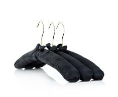 HANGERWORLD 4 Grucce Imbottite 43cm in Satin Nero per Abiti Delicati in Lana Giacche e Cappotti