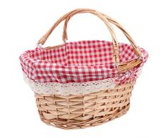 Cabilock Cestino Da Picnic Cestino Da Picnic In Vimini Intrecciato Con Fodera Cestino Da Picnic Vintage Country Naturale Con Manico Per Picnic Campeggio Allaperto (Motivo A Quadretti