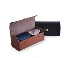 CORDAYS - Astuccio portacravatte Fatto a Mano con Pelle Sintetica Europea di Ottima qualità- Scatola organizzatrice di Cravatte- Colore Marrone. CDM-00054