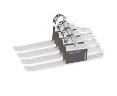 bomoe Set di 20 grucce per Pantaloni - Bianco - Gancio Appendiabiti per Pantaloni da Uomo Metallo con Asta Antiscivolo e Design Aperto per Una Facile appenditura - Kian