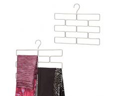 mDesign Compatto appendino per sciarpe, leggings e teli – Organizer con 8 comodi scomparti da appendere nell’armadio – Porta sciarpe in metallo – argento opaco