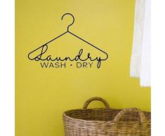 ZYkang Lavanderia Lavaggio A Secco Wall Sticker Lavanderia Appendiabiti Segno Stickers Murali Lavanderia Decorazione della Stanza Carta da Parati Vinile Lavanderia Decorazione della Porta 42cmx29cm