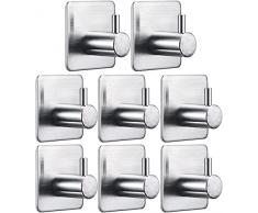 XINGGANG 8 Pezzi Ganci Adesivi 3M Ganci Appendiabiti in Acciaio Inox SUS304 Set di Ganci Cucina Forte Impermeabile Rimovibile senza Tracce per Bagno Cucina Porta