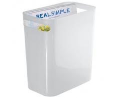 iDesign Cestino spazzatura con manici, Piccolo secchio spazzatura con capacità di 9,5 l, Cestino rifiuti in plastica ideale per ufficio, bagno o cucina, bianco opaco