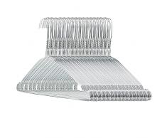 HANGERWORLD 100 Grucce per Lavanderia 40cm Salvaspazio in Metallo Cromato con Spalline con Scanalature