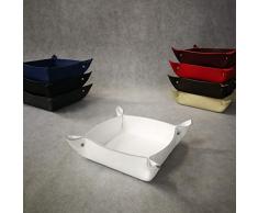 AM DESIGN SVUOTATASCHE in Vera Pelle PREGIATO ED Elegante- Idea Regalo - Made in Italy - (Bianco)