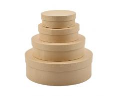 CRAFFANCY Scatole di carta in cartapesta, set di 4 scatole rotonde in cartapesta, contenitori di carta kraft, con coperchi, ideali per riporre accessori per gioielli, regali e pittura