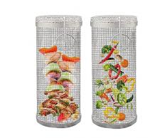 Griglie per Barbecue Rotondo Graticola per Camino Rotante Griglia Barbecue 304 Acciaio Inossidabile Cestino per Grigliare Portatile Campeggio Cestello per Girarrosto per Picnic Verdure, Fagioli,2pcs