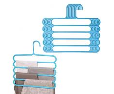 8 grucce multiple, 40 strati per pantaloni, salvaspazio, antiscivolo, per sciarpe, pantaloni, appendiabiti eroe per armadi