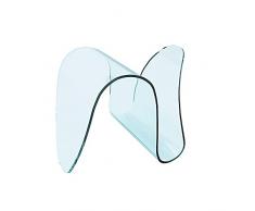 Tavolino Basso Curvato Portariviste Ideale Per Ufficio Sala Aspetto Salotto Soggiorno Sala Pranzo In Vetro Design Moderno Elegante Luxury Z-100, 62 x 45 x 41 Cm Trasparente