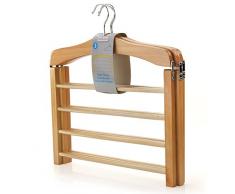 HANGERWORLD 3 Grucce Appendiabiti 4 Ripiani Multigruccia Salvaspazio in Legno Laccato per Pantaloni