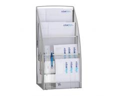 Relaxdays 10022504_55 Portariviste Metallo Grande 4 Scomparti Portagiornali Moderno per Ufficio Sale dâattesa HLP 60x30x22 cm Argento