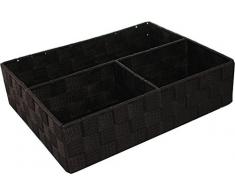 Compactor Cesto, 3 Scomparti, 32 x 25 x 8 cm, Tessuto Intrecciato, Tessuto, Cioccolato