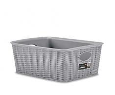 Stefanplast Elegance Cestino Rattan 25x19x10cm, Grigio