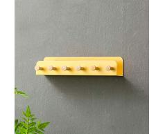 Appendiabiti Muro, Appendiabito, 6 Gancio Muro Semplice Arte del Ferro Contemporaneo Gancio di Legno Soggiorno Camera da Letto Bagno Cucina Veranda Appendini da Parete Nero Bianco Giallo