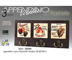 arredo cucina appendino asciughini in legno con piastrelle decorate