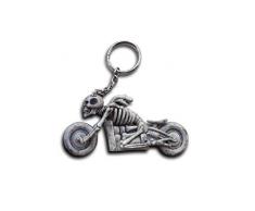 Just.Ethereal Scheletro su scaffalature per motociclette Divertente portachiavi Regalo Anello in gomma Skull Bike KeyChain Novità scura