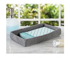 InterDesign Ellis Knit Vassoio Cosmetici, Tessuto, Grigio, 30x15.25x4.5 cm