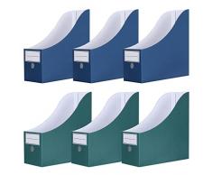Srvnpioy Portariviste con etichette, confezione da 6, in cartone multicolore, portariviste riciclabili, organizer per documenti per ufficio, scuola, casa