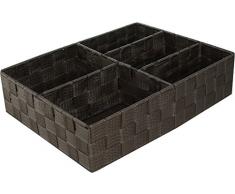 Compactor Cesto, 3 Scomparti, 32 x 25 x 8 cm, Tessuto Intrecciato, Talpa, Tessuto, Beige