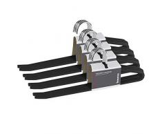 bomoe Set di 20 grucce per Pantaloni - Nero - Gancio Appendiabiti per Pantaloni da Uomo Metallo con Asta Antiscivolo e Design Aperto per Una Facile appenditura - Kian