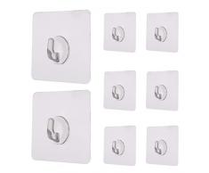 MenYiYDS 8 senza perforazione adesivi trasparenti ganci per unghie rimovibili Ganci Trasparenti Adesivi appendini Portasciugamani per cucina e bagno per cucina bagno parete porta (trasparente)