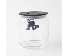 Alessi AMDR04 B Gianni a Little Man Holding On Tight Barattolo Ermetico in Vetro con Coperchio in Resina Termoplastica, Nero