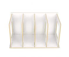 Jenngaoo Portariviste, Scaffale da Tavolo in Legno Fai-da-Te Libri Dvd Storage Portariviste Scatole di File di Cartone Organizer da Scrivania per Studenti Bambini Adulti(Bianco Caldo)