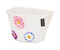 PedalPro Cestino per bici bambina motivo floreale bianco