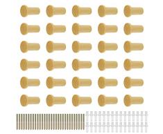 30 Pezzi Ganci Appendiabiti Legno, HASLED Appendino da Muro Rotondi, Ganci Legno Natura con Viti, Ganci Appendiabiti Vintage per Ufficio, Soggiorno e Camera da Letto Decorativo Rustico