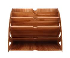 Les-Theresa Scaffale portaoggetti Multi-Slot in Legno Portariviste Portariviste Portaoggetti Portaoggetti Forniture per Ufficio Organizzatore di File Desktop per Ufficio a casa(Legno di ciliegio)