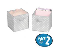mDesign Set da 2 capienti ceste portagiochi - Pratiche scatole per armadi versatili e salvaspazio - grigio/bianco