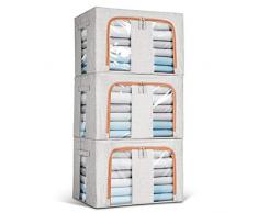 Lesfit Set 3 Scatole Portaoggetti in Tessuto, 66l (‎50 x 40 x 33 cm)