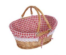 MOOVGTP Cesto in vimini intrecciato con manico e fodera in tessuto di cotone per frutta, cestino pasquale per matrimoni, picnic, feste, decorazione