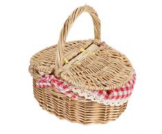 Alipis Cesto Regalo Intrecciato In Vimini Cesto Intrecciato A Mano Cestino Picnic Intrecciato A Mano Con Fodera A Quadretti Doppio Coperchio Cesto Uovo Caramelle Giocattolo