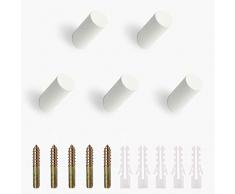 YXHZVON Appendiabiti A Parete, 5 Pezzi Ganci Appendiabiti in Legno Bianco, Parete Ganci Appendiabiti in Legno per Cappello, Sciarpe, Giacche, Soggiorno