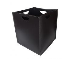 Marte: portalegna in Cuoio Colore Nero, Contenitore per Camino, Borsa Porta Legna, per la casa, Ufficio, Hotel, Design Firestyle®, Made in Italy.