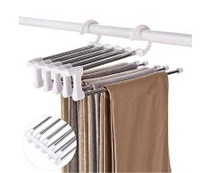 Xnuoyo Appendiabiti Multifunzionali, Portapantaloni Grucce Pantaloni, 5 in 1 Porta Pantaloni Estraibile Trouser Hangers, Telescopico Porta Pantaloni per Pantaloni Jeans Gonne Cravatta Sciarpa