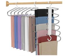 2 Pezzo Grucce per Pantaloni, 6 in 1 Risparmio di spazio Appendini Armadio,Antiscivolo Attaccapanni Armadio Magici Adatto per sciarpe, jeans, pantaloni, asciugamani (Bianco