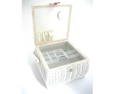 Kleiber Cestino da cucito in vimini a stampa floreale 27 x 27 x 17 cm con vassoio interno, rosso
