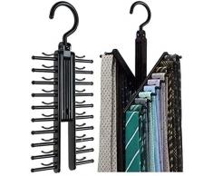 Portacravatte Accessori Armadio Organizzatore Reggicalze Regolabile con Croce X Tie Rack Sciarpe Hook 20 Righe