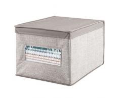 mDesign Scatola contenitore con coperchio - Scatola per armadio in tessuto - Perfetta anche come contenitore per ufficio - Soluzione pratica e multiuso - Colore: beige