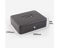 OUNONA Chiave Cassiere Box Cash Box Lock Cash Box salvadanaio in Metallo Mini Serratura Sicuro Cash Register Cassetta portavalori con Vassoio Portamonete per spiccioli (Nero)