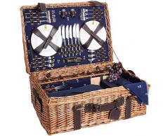 Les Jardins de la Comtesse - Cestino da picnic per 6 persone Champs-Elysées Blu, completo di tasche isolate, tagliere e tovaglia, dimensioni: 62 x 44 x 23 cm